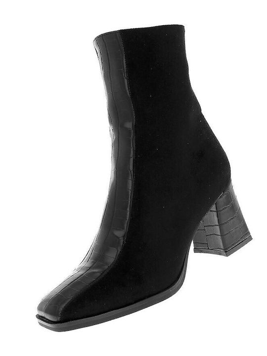 Emanuele Leather Women's Ankle Boots with High Heel Black