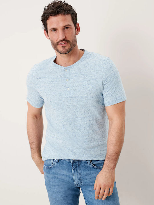 S.Oliver Men's Short Sleeve T-shirt with Buttons Light Blue