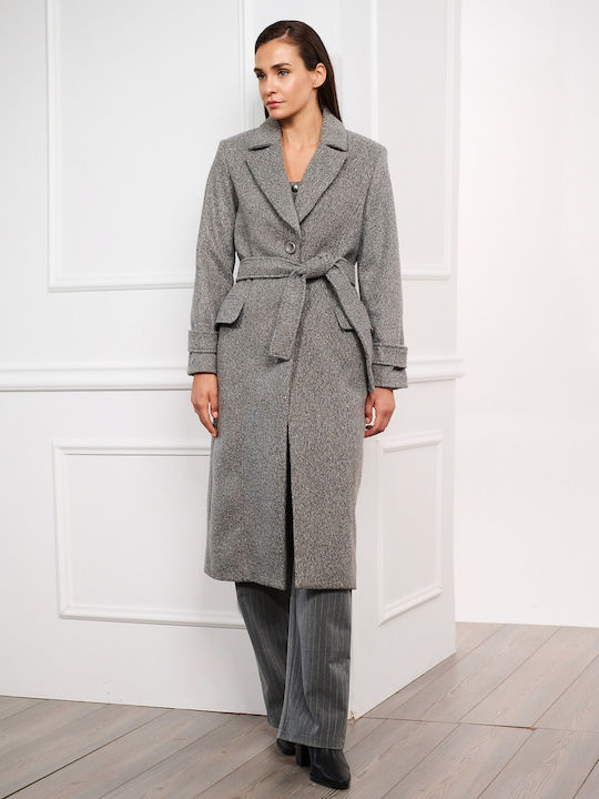 Women's Gray Coat with Buttons