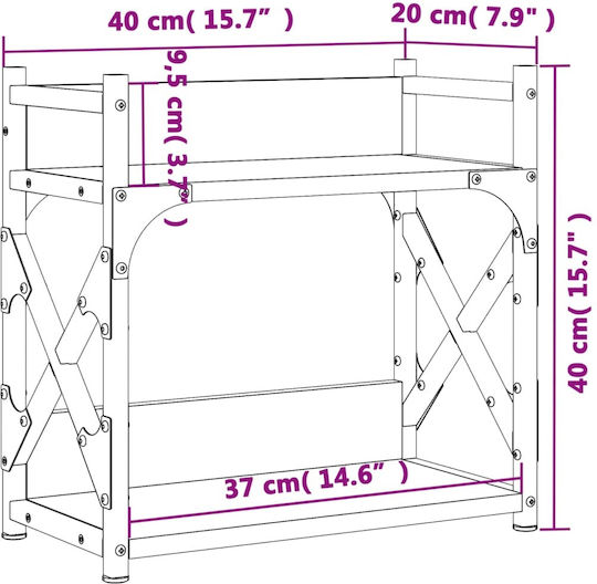 Table Stand Printer Base 2 Levels Sonoma Oak 40x20x40 833991
