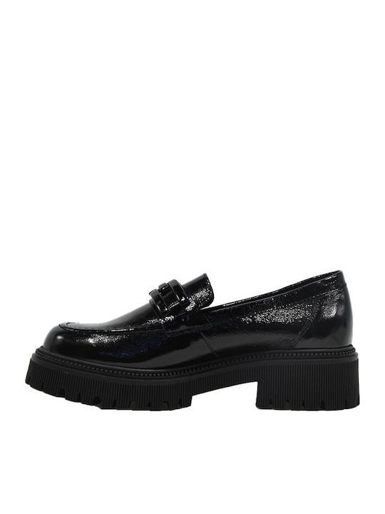 Patent Leather Women's Moccasins in Black Color