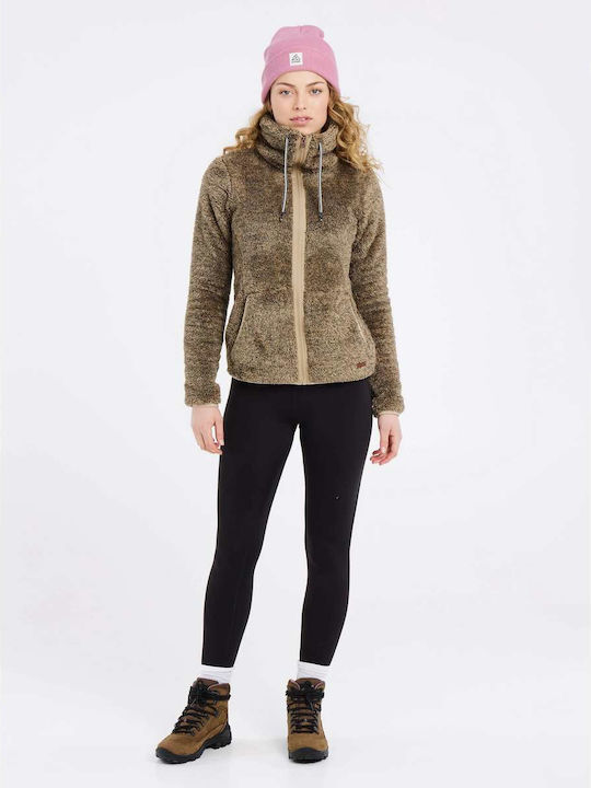 Women's Cardigan with Zipper BambooBeige Brown