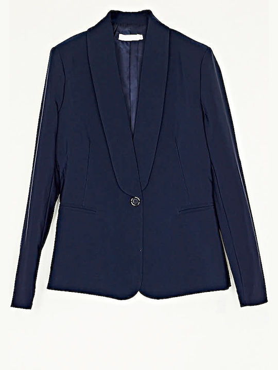 Cuca Blazer pentru femei Crepe Cu talie Sacou blue