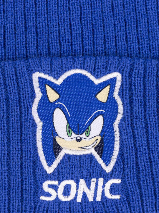 Sonic Beanie Unisex Σκούφος Πλεκτός σε Μπλε χρώμα