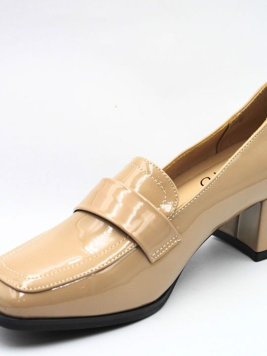 Plato Synthetic Leather Beige Medium Heels