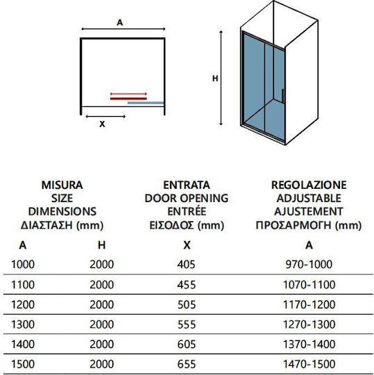 Karag Lea 400 Διαχωριστικό Ντουζιέρας με Συρόμενη Πόρτα 120x200cm Clear Glass Oro