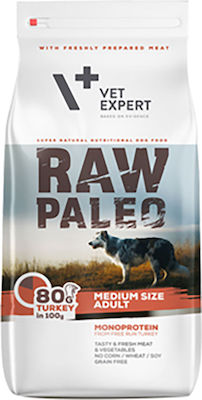 VetExpert Raw Paleo Adult Medium Grain Free Dry Dog Food for Medium Breeds with Turkey 10kg