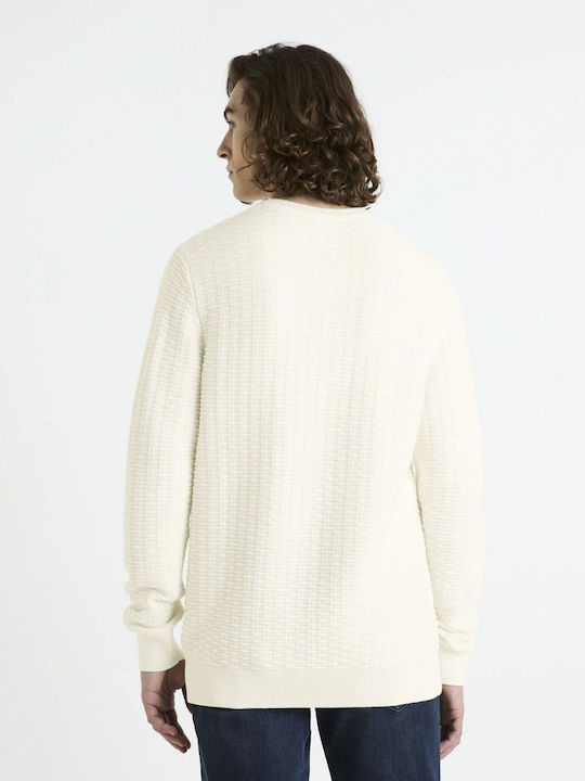 Celio Men's Long Sleeve Sweater Ecru