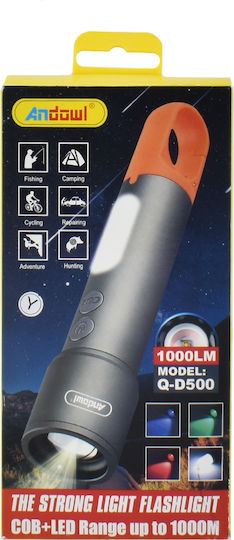 Andowl Flashlight LED with Maximum Brightness 1000lm Qd500 Black