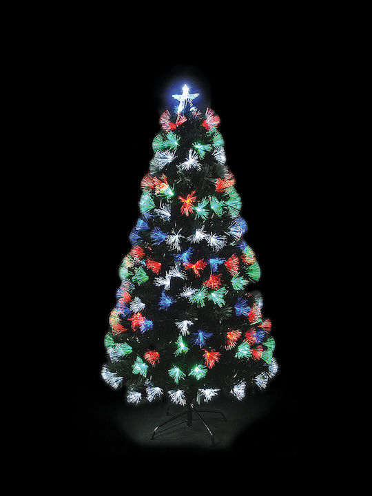 Christmas Green Tree with Metallic Base and Optical Fibers Lighting H150cm