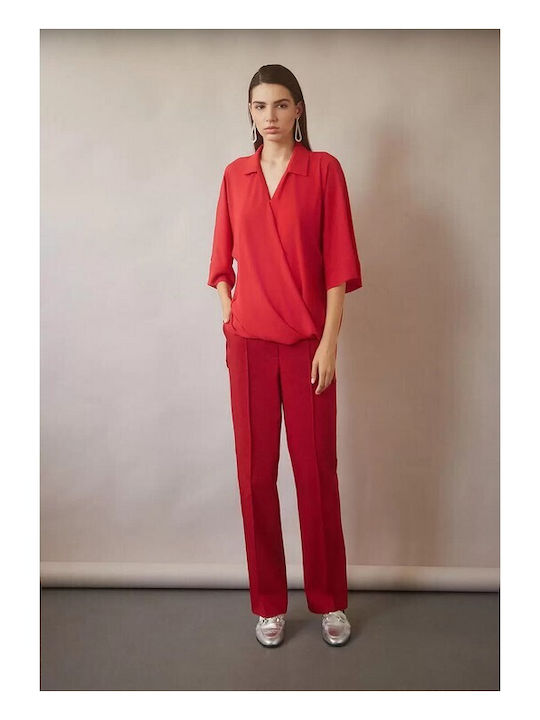 Bill Cost Damen Bluse Kurzärmelig Red