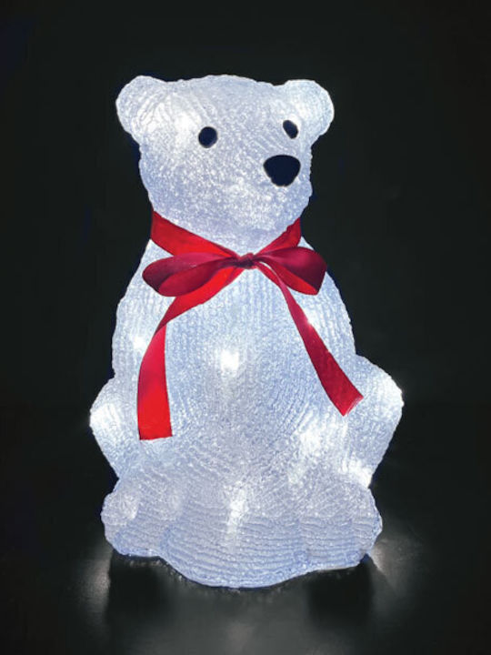 Aca Christmas Plastic Outdoor Illuminated Bear Figure White 30x22x22.5cm