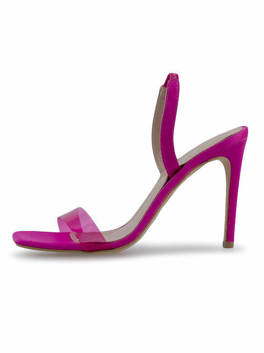 Envie Shoes Synthetic Leather Women's Sandals Fuchsia with High Heel