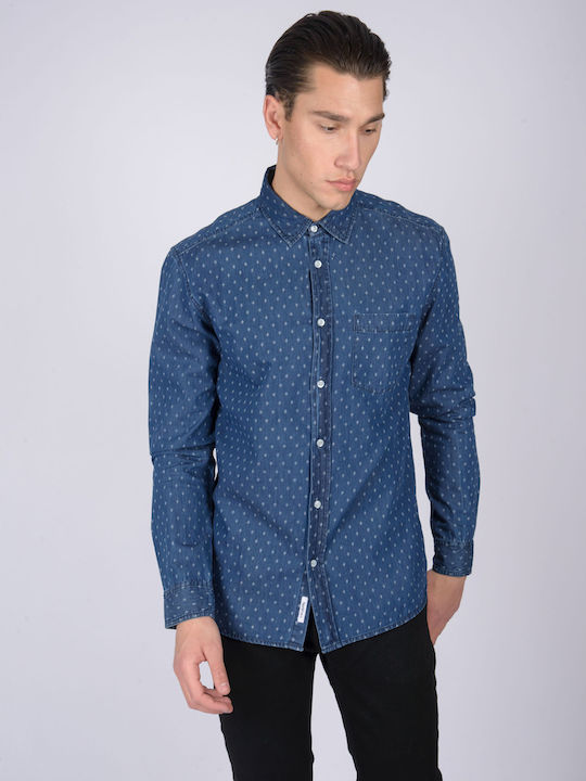 North 56.4 Men's Shirt Long Sleeve Denim Blue Navy