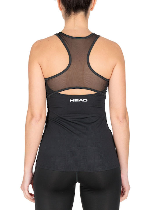 Head Play Women's Athletic Blouse Sleeveless with Sheer Black.