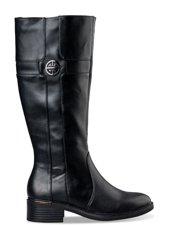 Envie Shoes Synthetic Leather Riding Boots Black