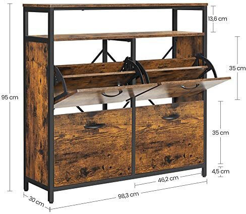 Holz Schuhschrank 98.3x30x95cm