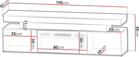 Έπιπλο Τηλεόρασης Glossa 2d Λευκό Μ190xΠ41xΥ59cm