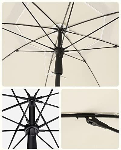 Songmics Folding Beach Umbrella Diameter 1.6m with UV Protection Beige