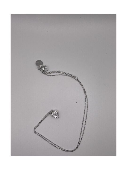 Necklace with design Heart from Steel with Zircon