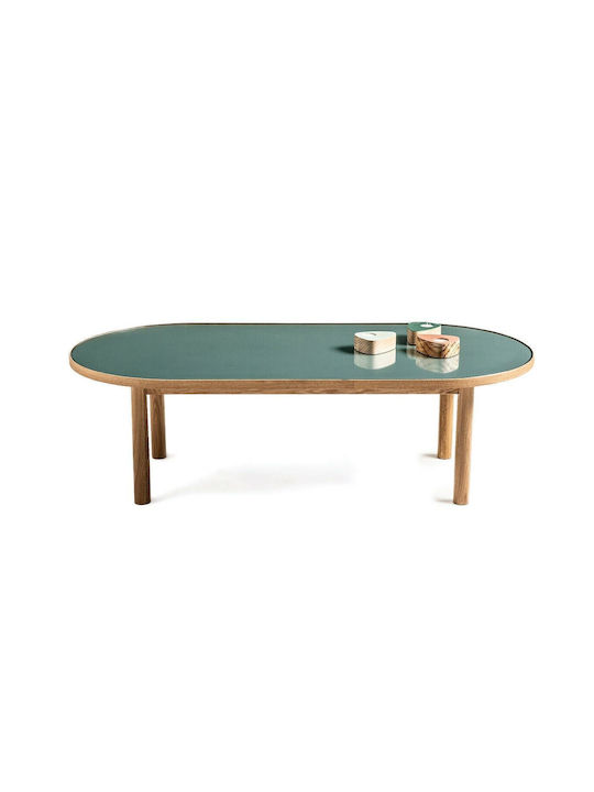 Masa Centrală Ovală Din Lemn Verde M123xL60xÎ37cm