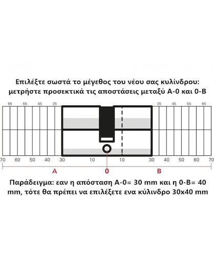 Thirard Lock Cylinder Security 95mm (45-50) with 5 Keys Silver