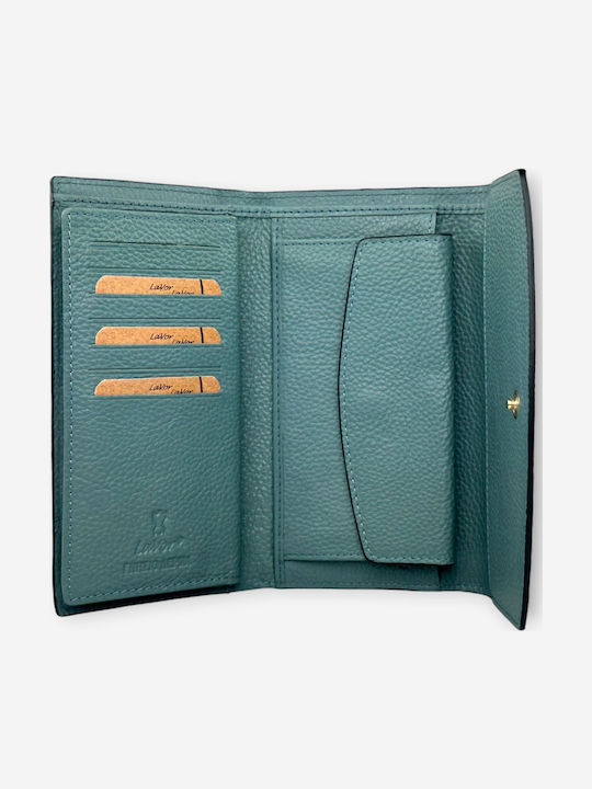 Large Leather Women's Wallet Classic with RFID Light Blue