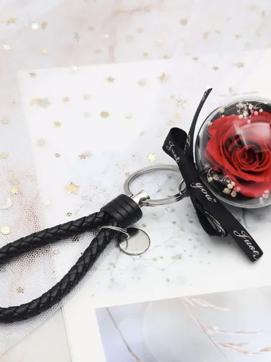 Αιώνιο Kόκκινο Τριαντάφυλλο Μαύρο Μπρελοκ Keychain Eternal Rose Molfs