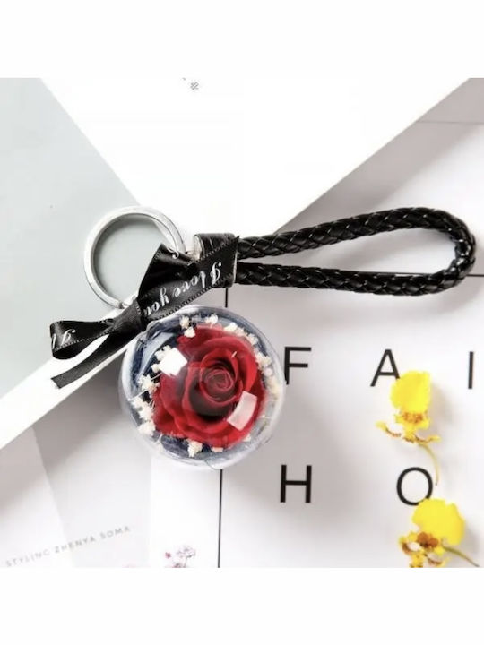 Αιώνιο Kόκκινο Τριαντάφυλλο Μαύρο Μπρελοκ Keychain Eternal Rose Molfs