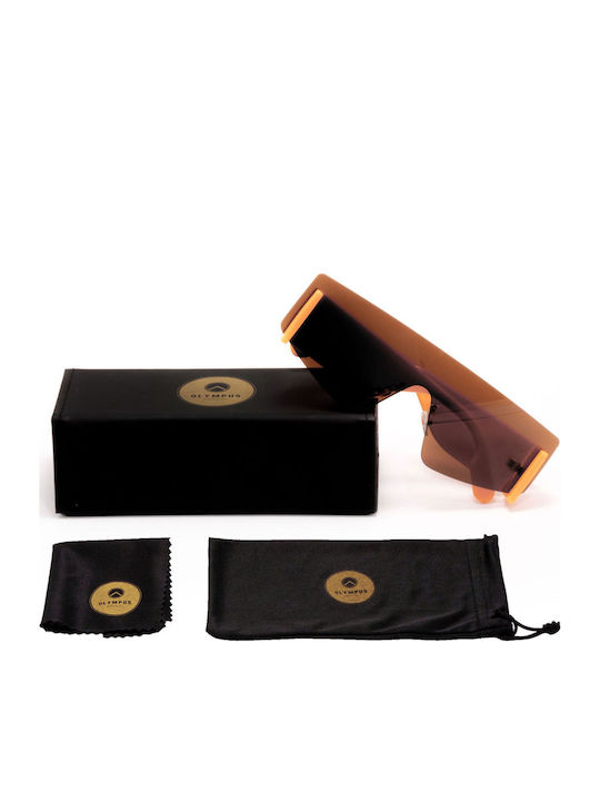 Olympus Sunglasses Γυναικεία Γυαλιά Ηλίου με Πορτοκαλί Κοκκάλινο Σκελετό και Χρυσό Φακό