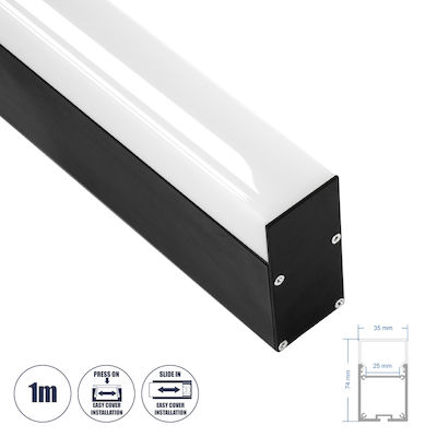 GloboStar Agățat Profil de aluminiu pentru banda LED cu Opal Capac 100cm