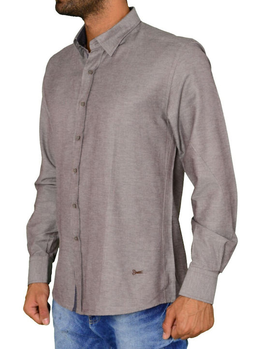 Ben Tailor Men's Shirt Long Sleeve Cotton Brown