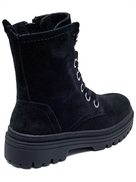 Leder Stiefeletten Damen Schwarz