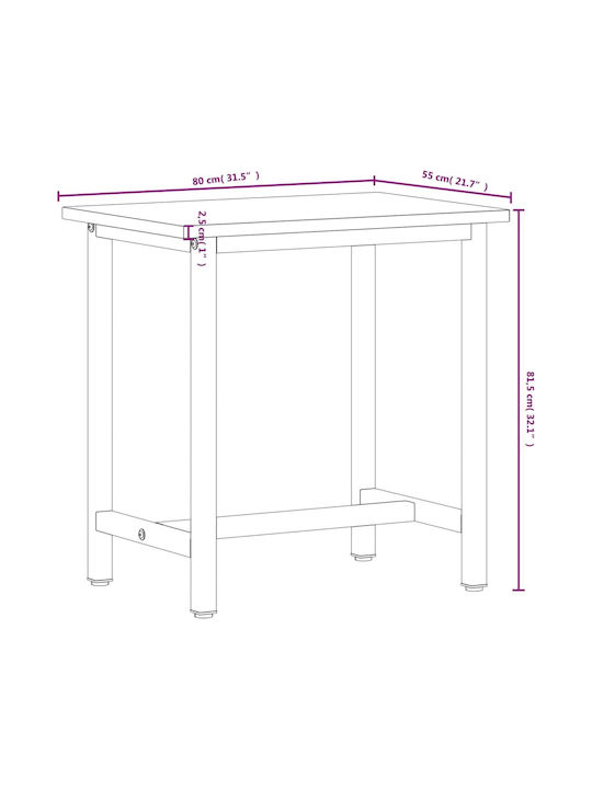 Schreibtisch aus Massivholz Coffee mit Metallbeinen 80x55x81.5cm