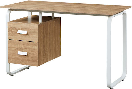 Desk Voler Wooden Natural / White with Metal Legs 120x60x75cm