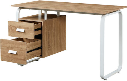 Desk Voler Wooden Natural / White with Metal Legs 120x60x75cm