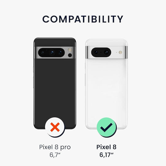 KWmobile Matte Umschlag Rückseite Silikon mit Band Schwarz (Google Pixel 8)