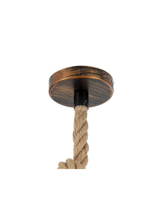 GloboStar BARBAROSSA Κρεμαστό Φωτιστικό Μπρούτζινο LED με Σχοινί