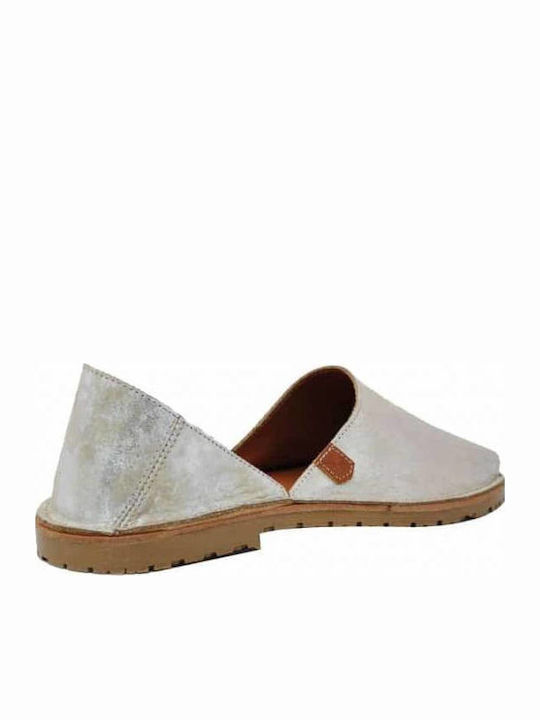 Flache Sandalen für Damen in Silber Farbe