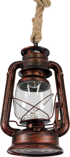 GloboStar Barbarossa Ceiling Light Copper with Rope for E27 Socket 18x18x28cm