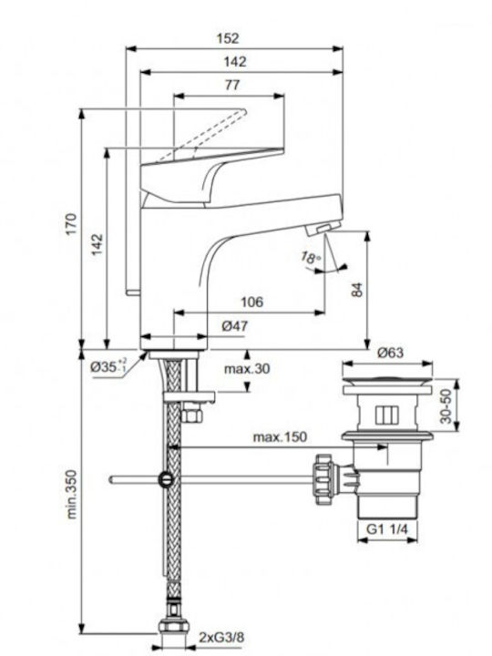 Ideal Standard Миксер Смесител за мивка Червен