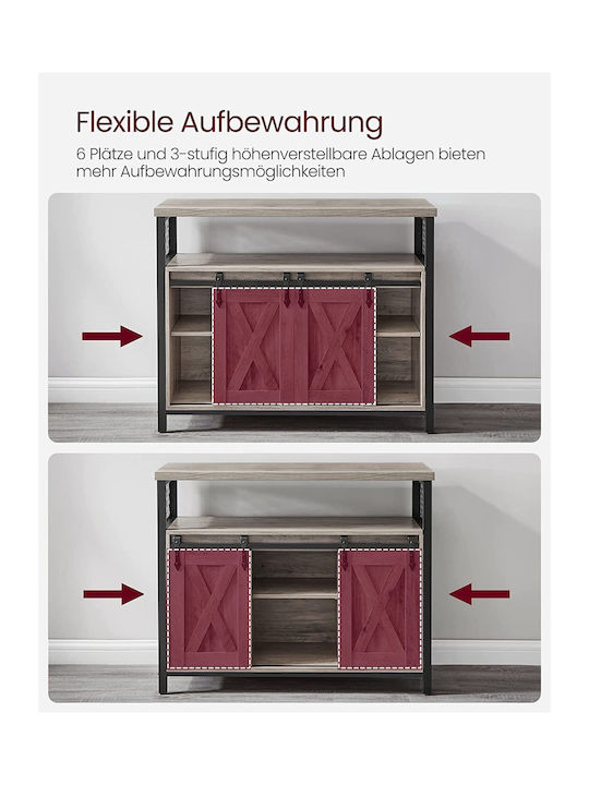 Sideboard Country Style Wooden Grey Black 100x33x80cm