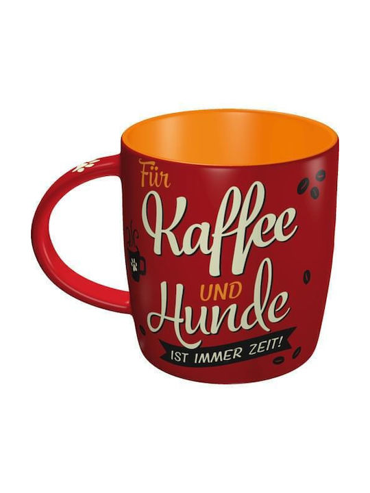 Nostalgic Art Pfotenschild - Kaffee Und Hunde Becher Keramik Rot 350ml 43039