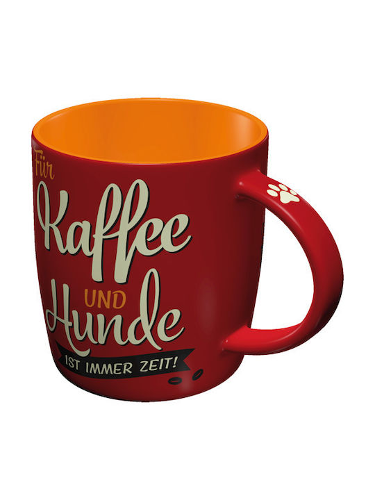 Nostalgic Art Pfotenschild - Kaffee Und Hunde Tasse Keramik Rot 350ml 43039 1Stück