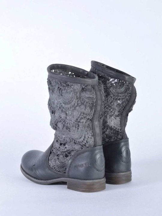 BUNKER Leather Boots with Lace Anthracite