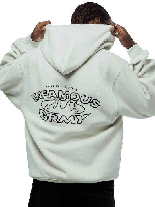 Grimey Men's Sweatshirt with Hood and Pockets white