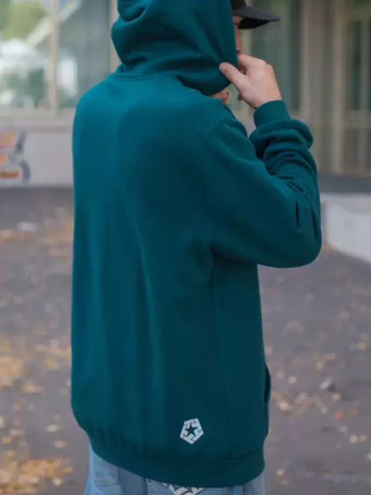 TRIBAL GEAR Jachetă cu fermoar pentru bărbați cu glugă Dark Teal