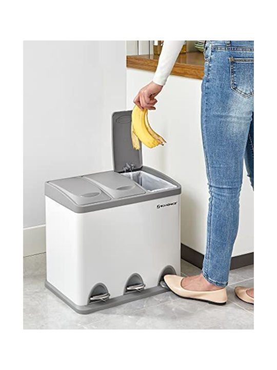 Songmics Coș de Reciclare Metal cu Pedală Alb 8lt 1buc
