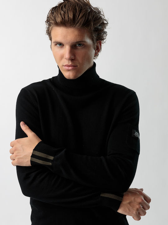 Devergo Men's Long Sleeve Sweater Turtleneck Black