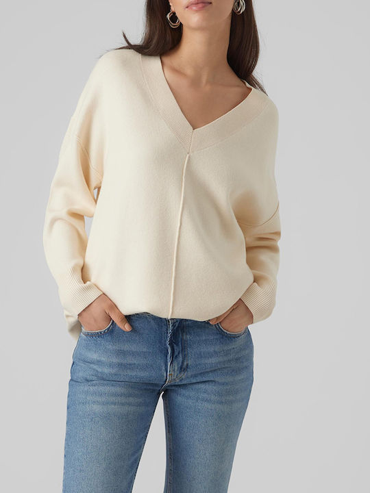 Vero Moda Damen Langarm Pullover mit V-Ausschnitt Birch